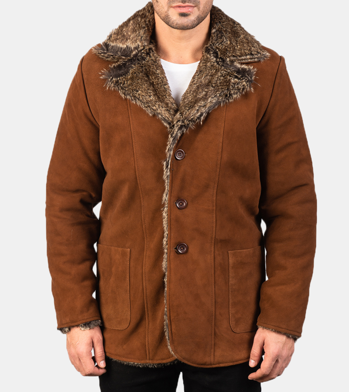 Weston Men's Brown Shearling Suede Leather Jacket