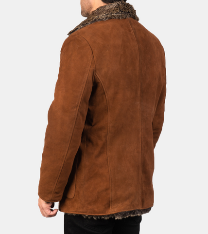  Brown Shearling Suede Leather Jacket