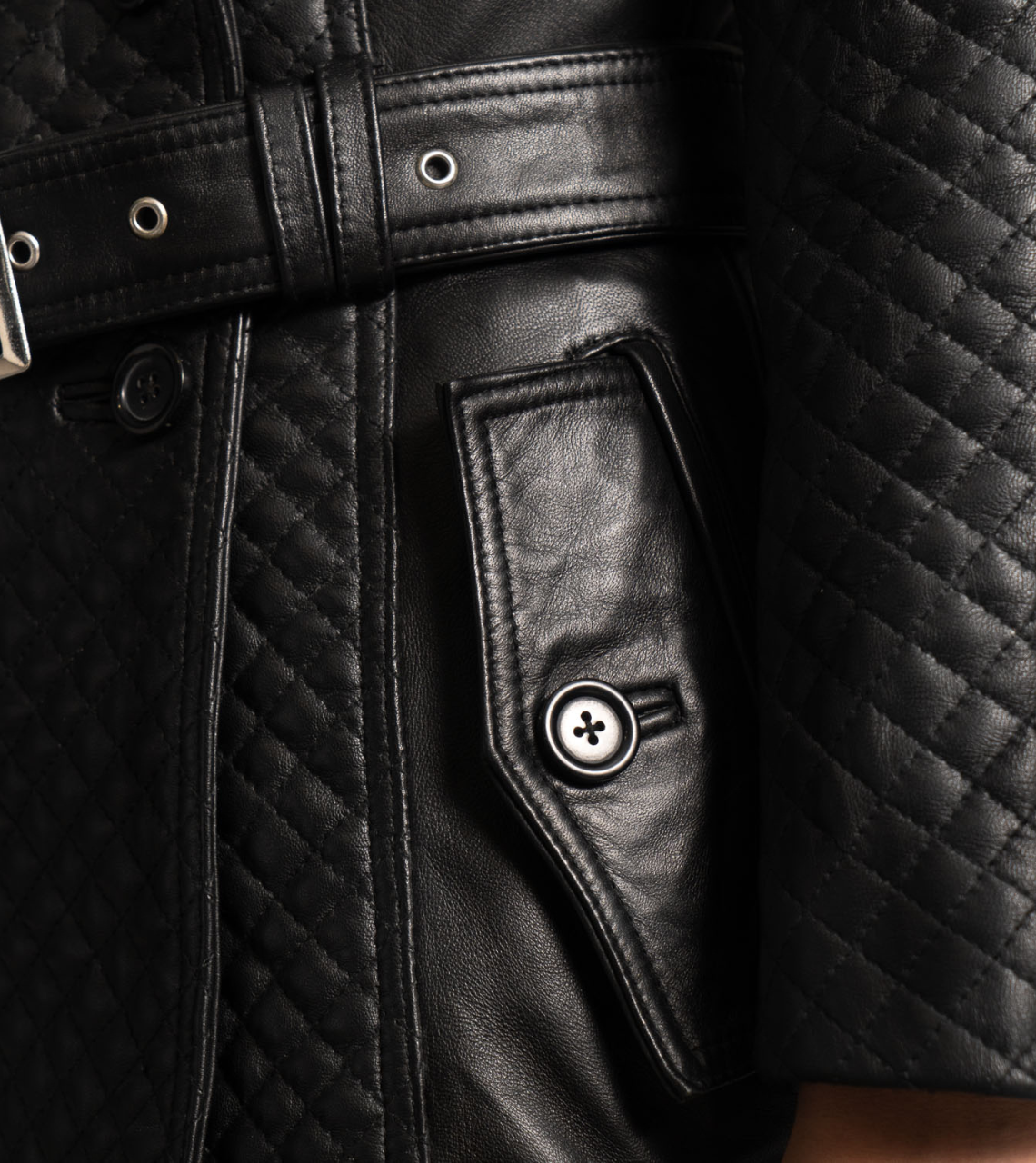 Verity  Black Leather Coat For Women's