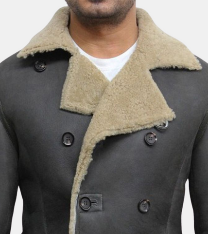  Grey Shearling Leather Coat