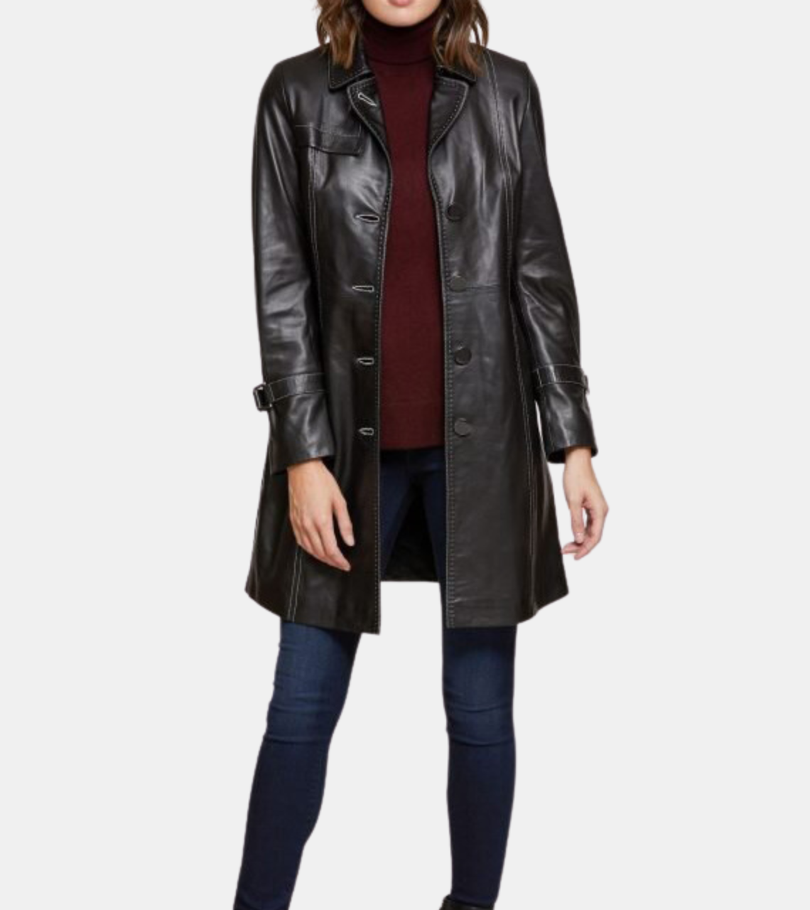  Women's Black Leather Coat