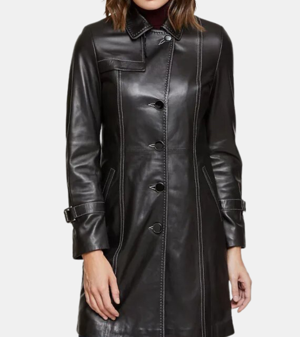 Emmeline Women's Black Leather Coat