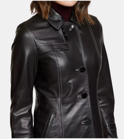  Black Leather Coat