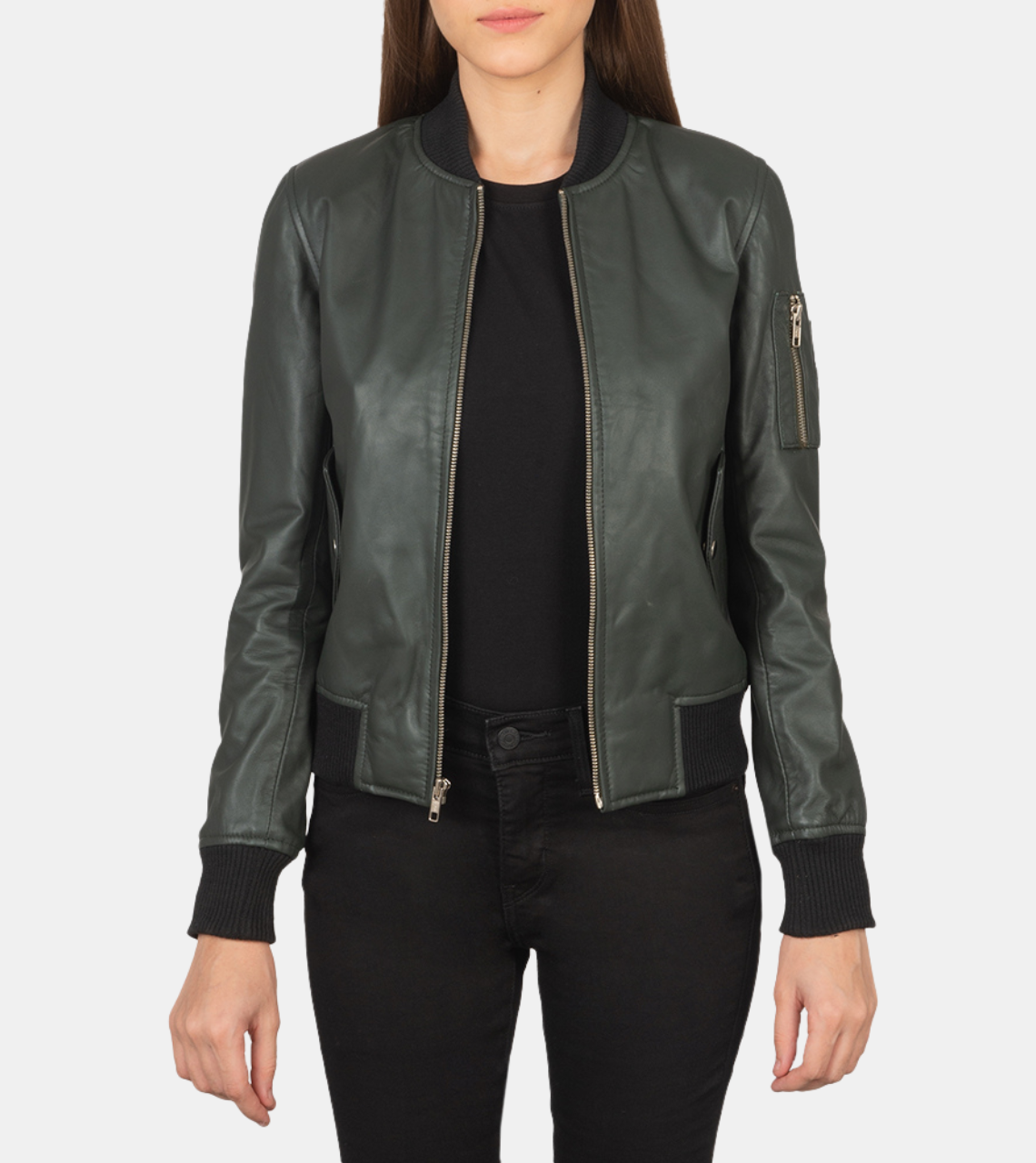 Carmilla Women's Green Bomber Leather Jacket