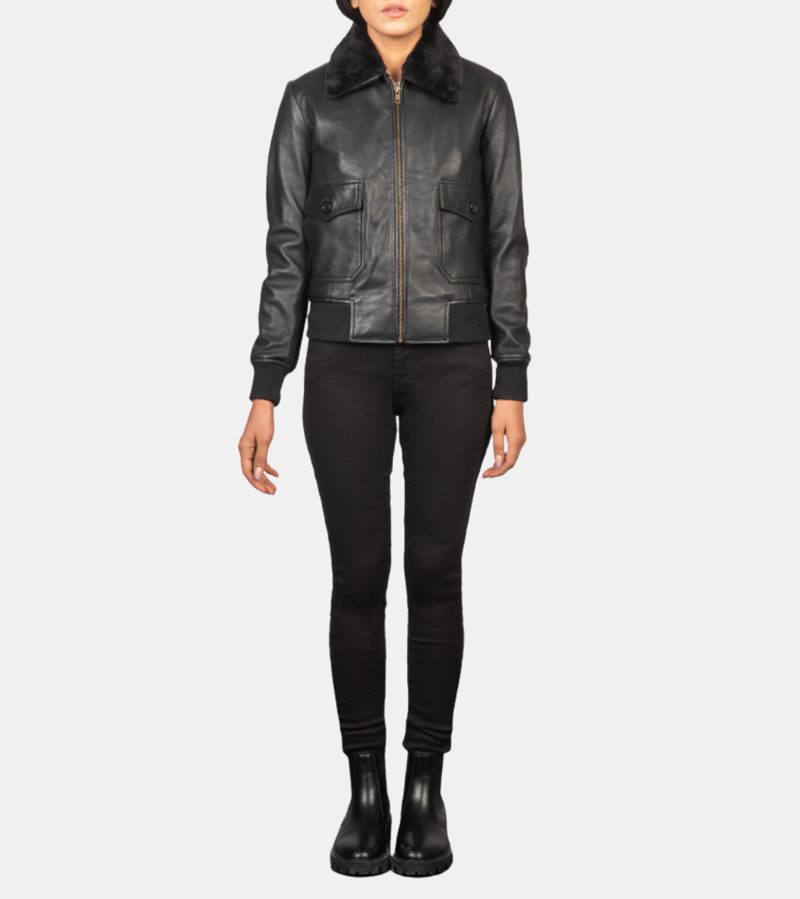 Women's Black Shearling Leather Jacket