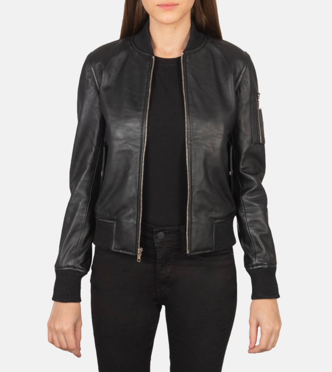 Carver Women's Black Bomber Leather Jacket