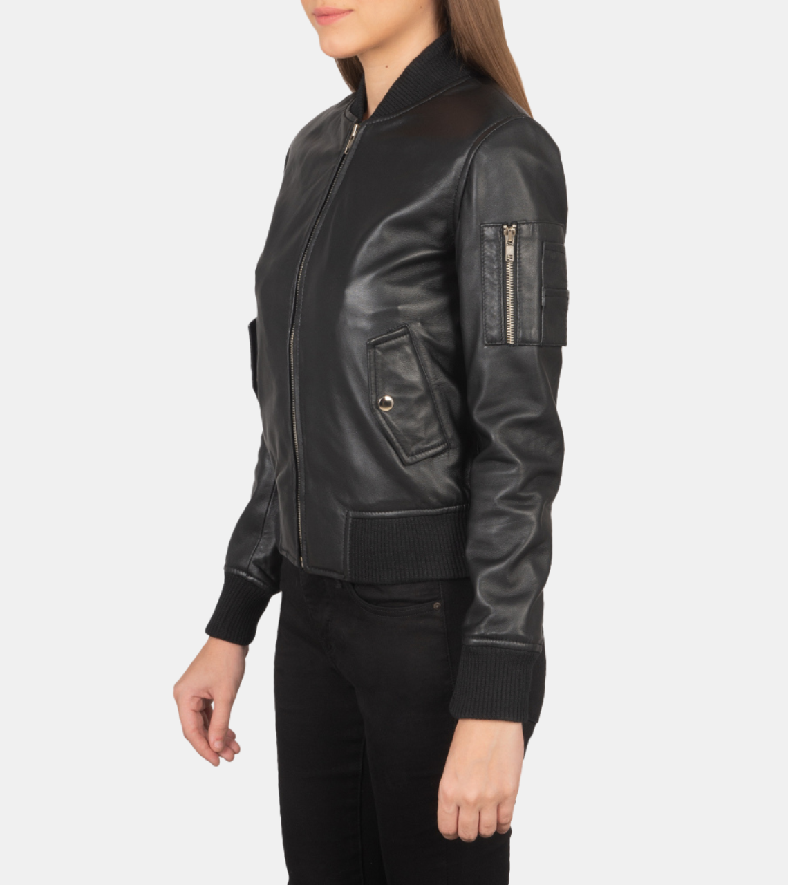  Black Bomber Leather Jacket