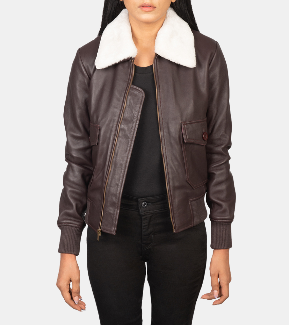 Brown Bomber Shearling Leather Jacket 