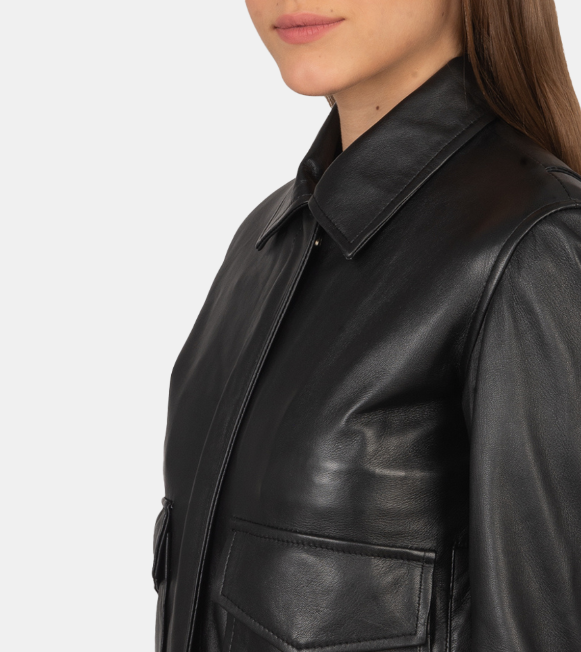 Melrose Women's Black Bomber Leather Jacket For Men's
