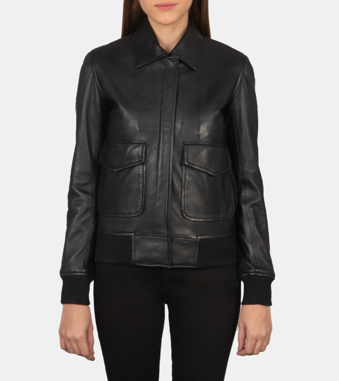 Melrose Women's Black Bomber Leather Jacket