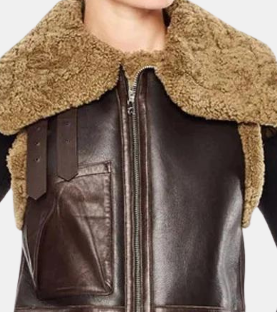  Brown Shearling Leather Vest 