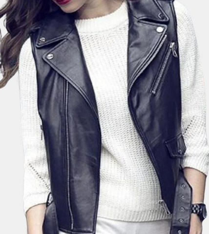  Black Leather Vest