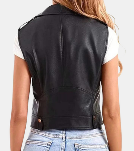 Vesnar Women's Black Leather Vest