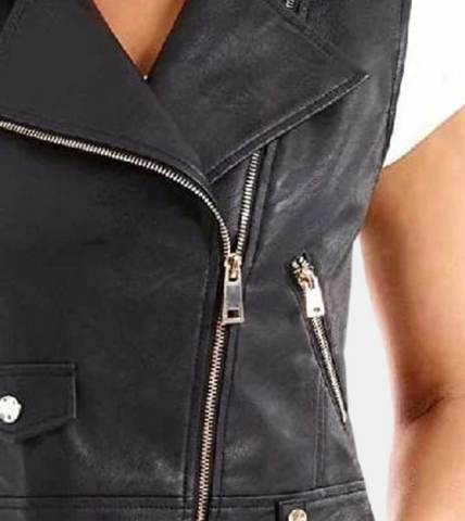 Vesnar Women's Black Leather Vest