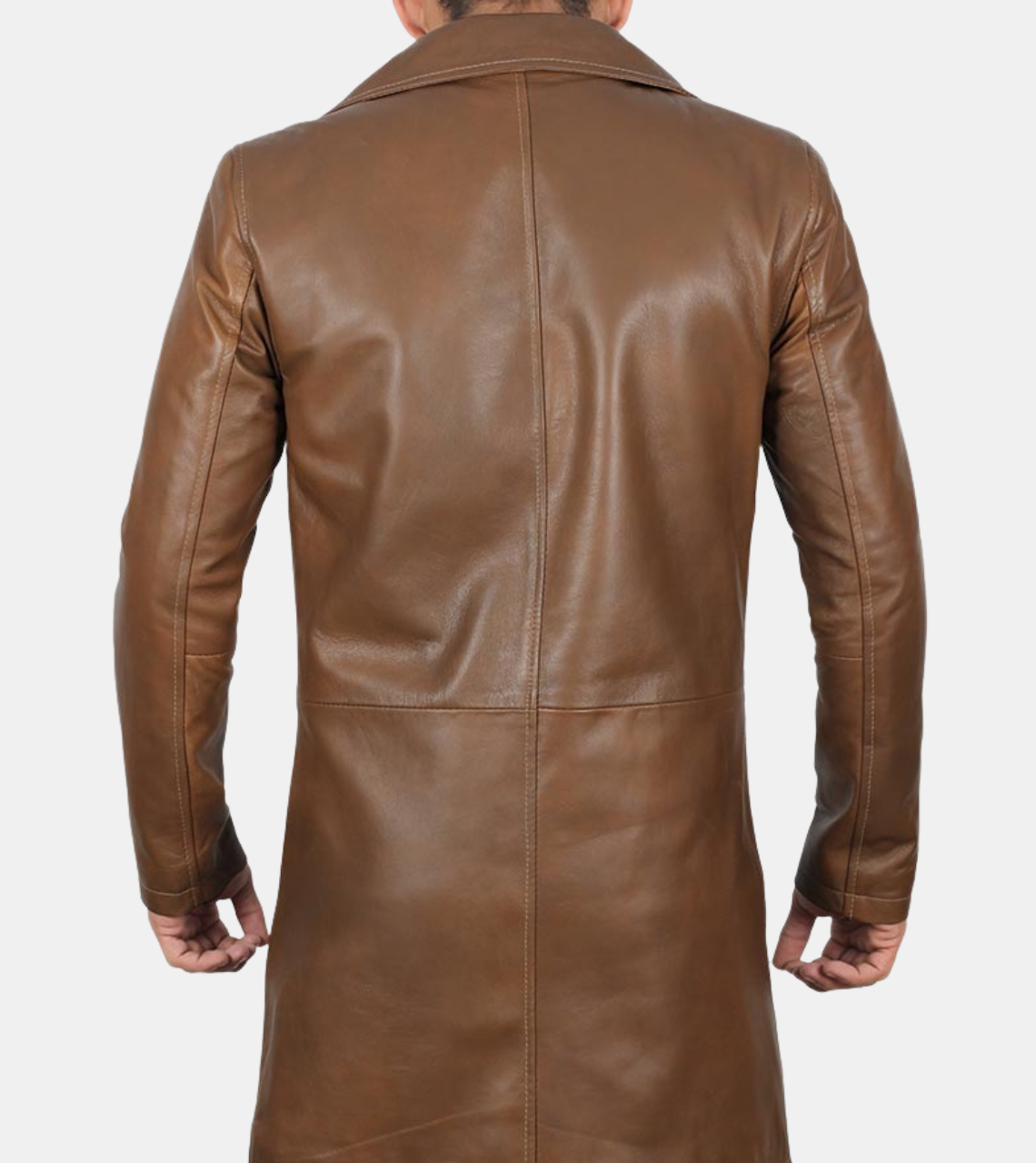  Avies Men's Brown Leather Coat  Back