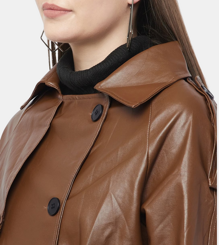 Eastlyn Brown Trench Coat For Women's
