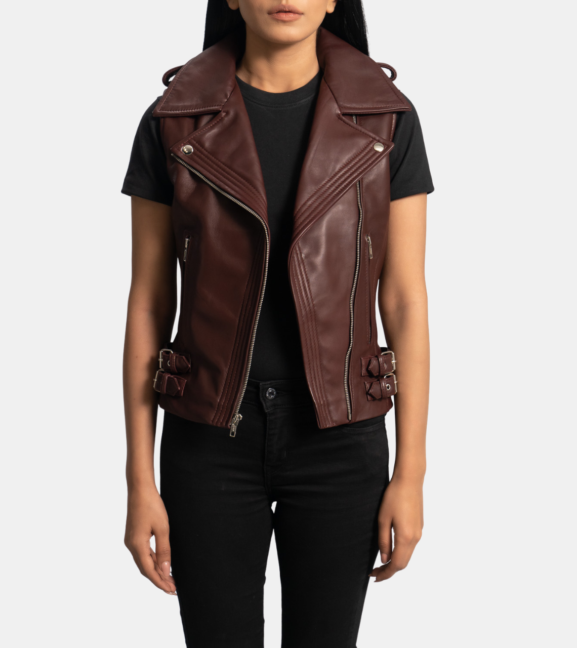 Airelle Women's Brown Biker's Leather Vest