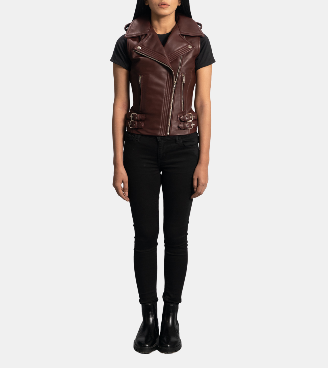 Women's Brown Biker's Leather Vest