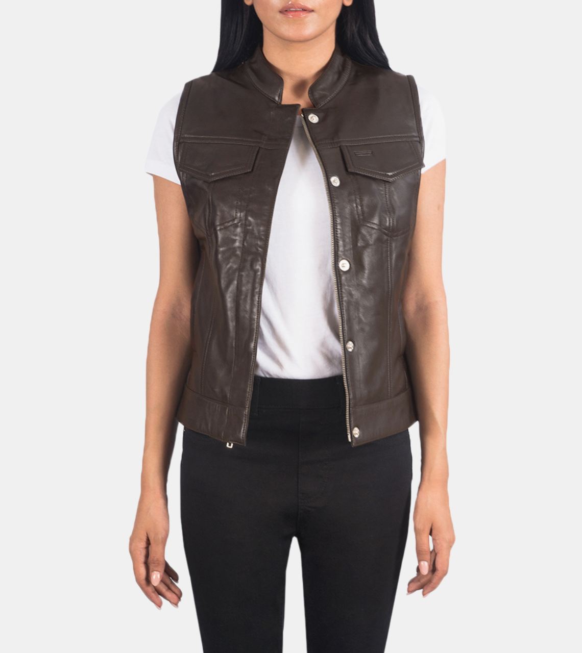 Clendy Women's Brown Leather Vest