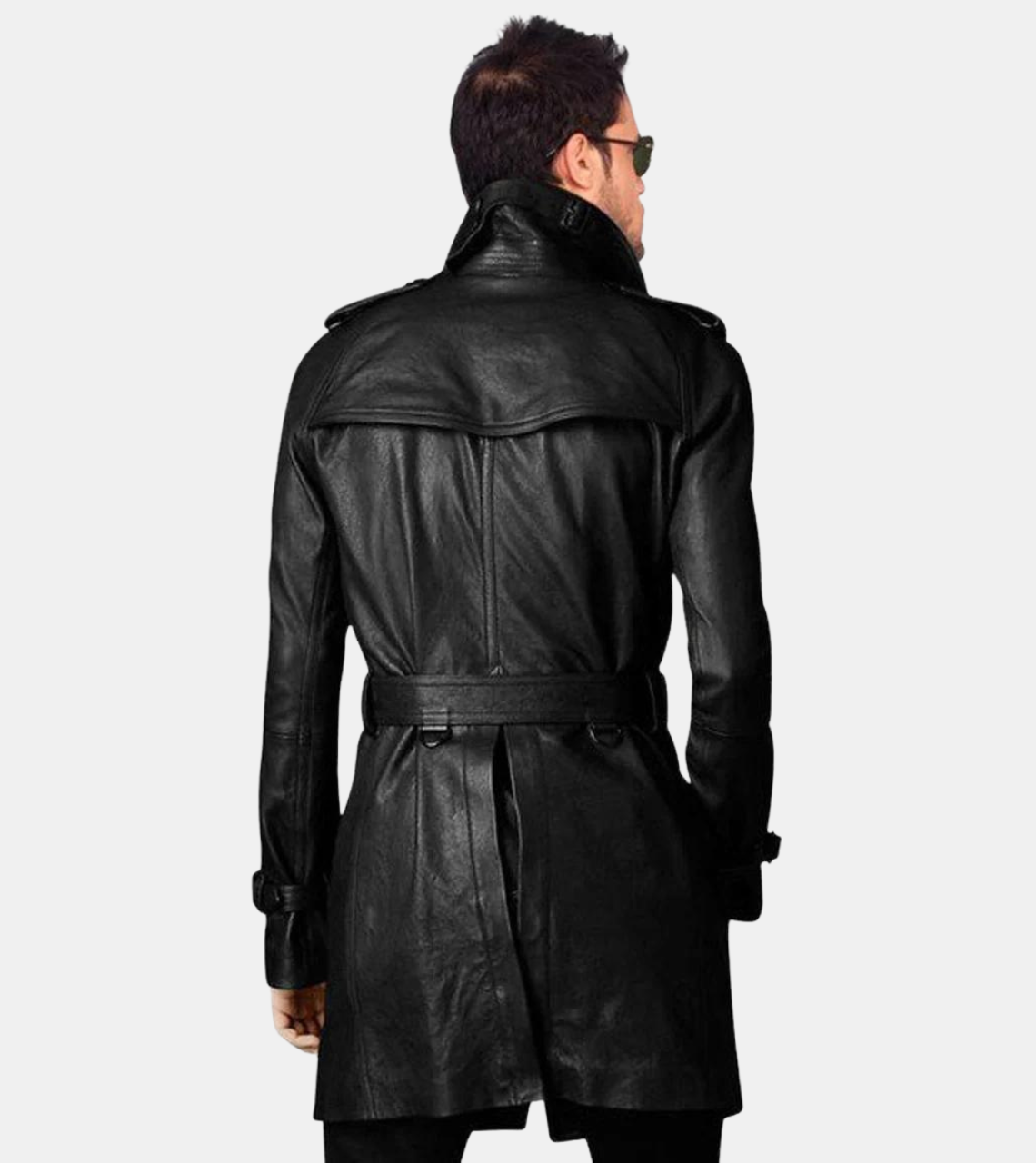 Vintage Style Long Men's Leather Coat