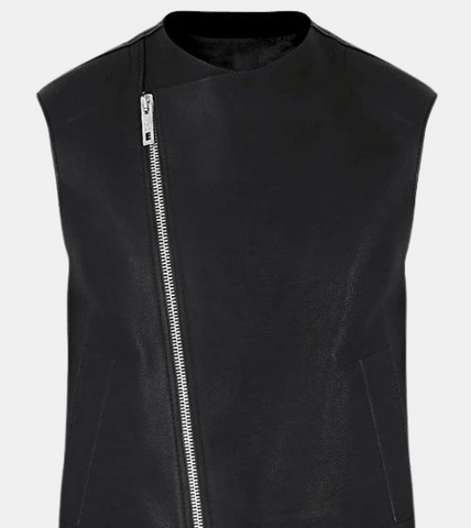 Wolfer Men's Black Leather Vest