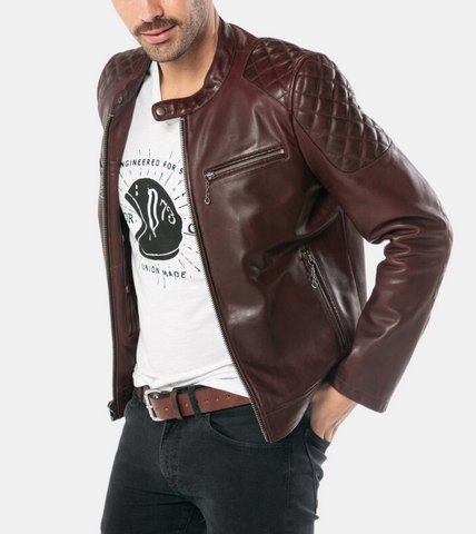 Brown Quilted Leather Jacket 