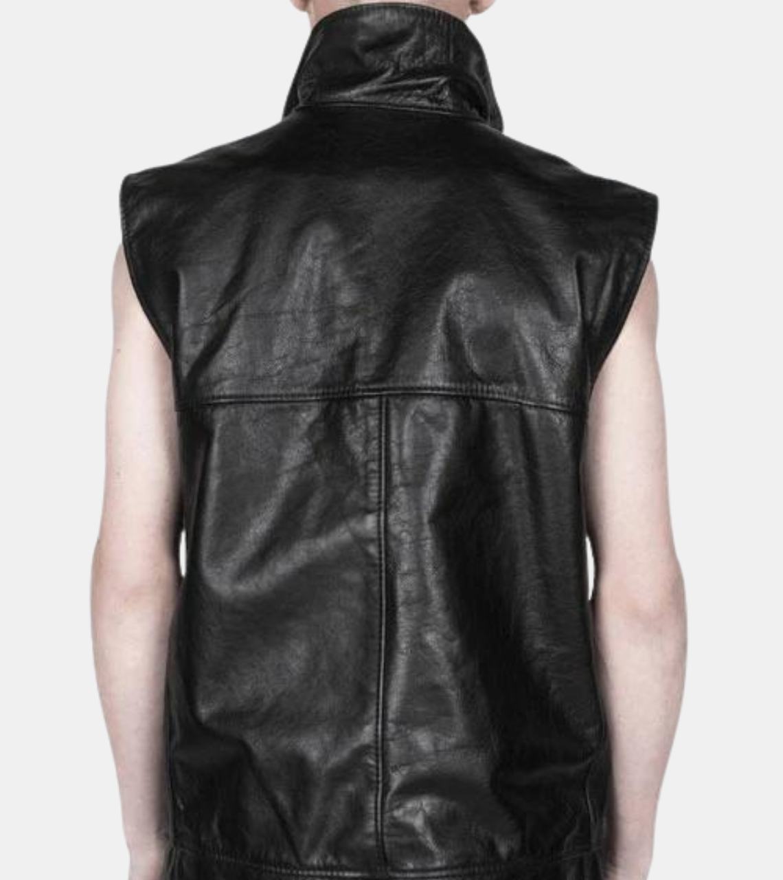  Men's Black Leather Vest