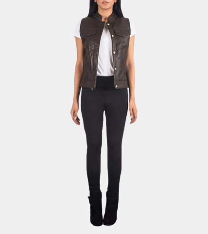 Women's Brown Leather Vest