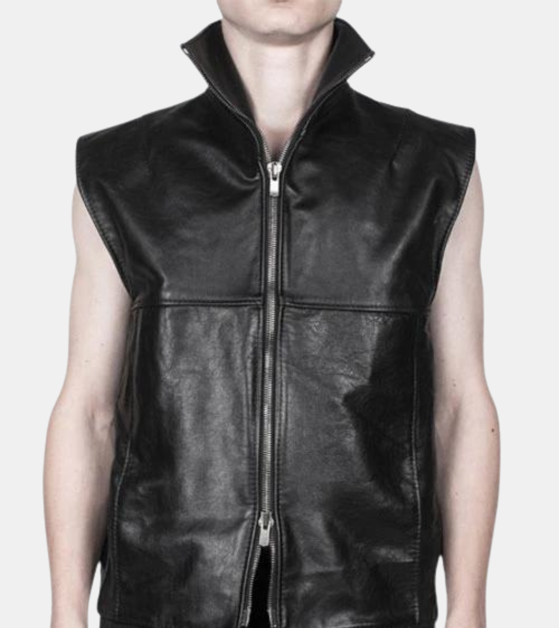 Maverick Men's Black Leather Vest