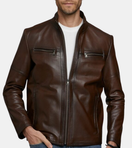  Wallace Men's Brown Leather Jacket 