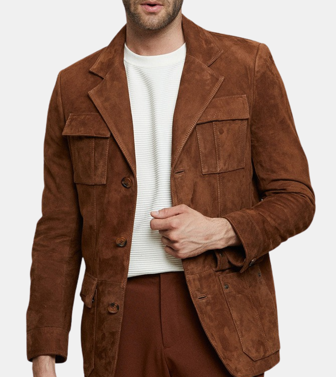 Dalbert Men's Brown Suede Leather Blazer