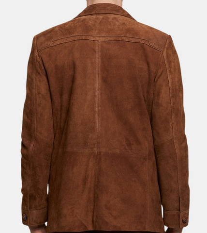 Dalbert Men's Brown Suede Leather Blazer Back