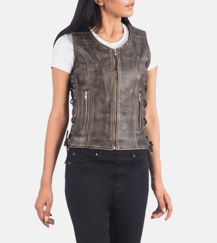  Brown Distressed Leather Vest