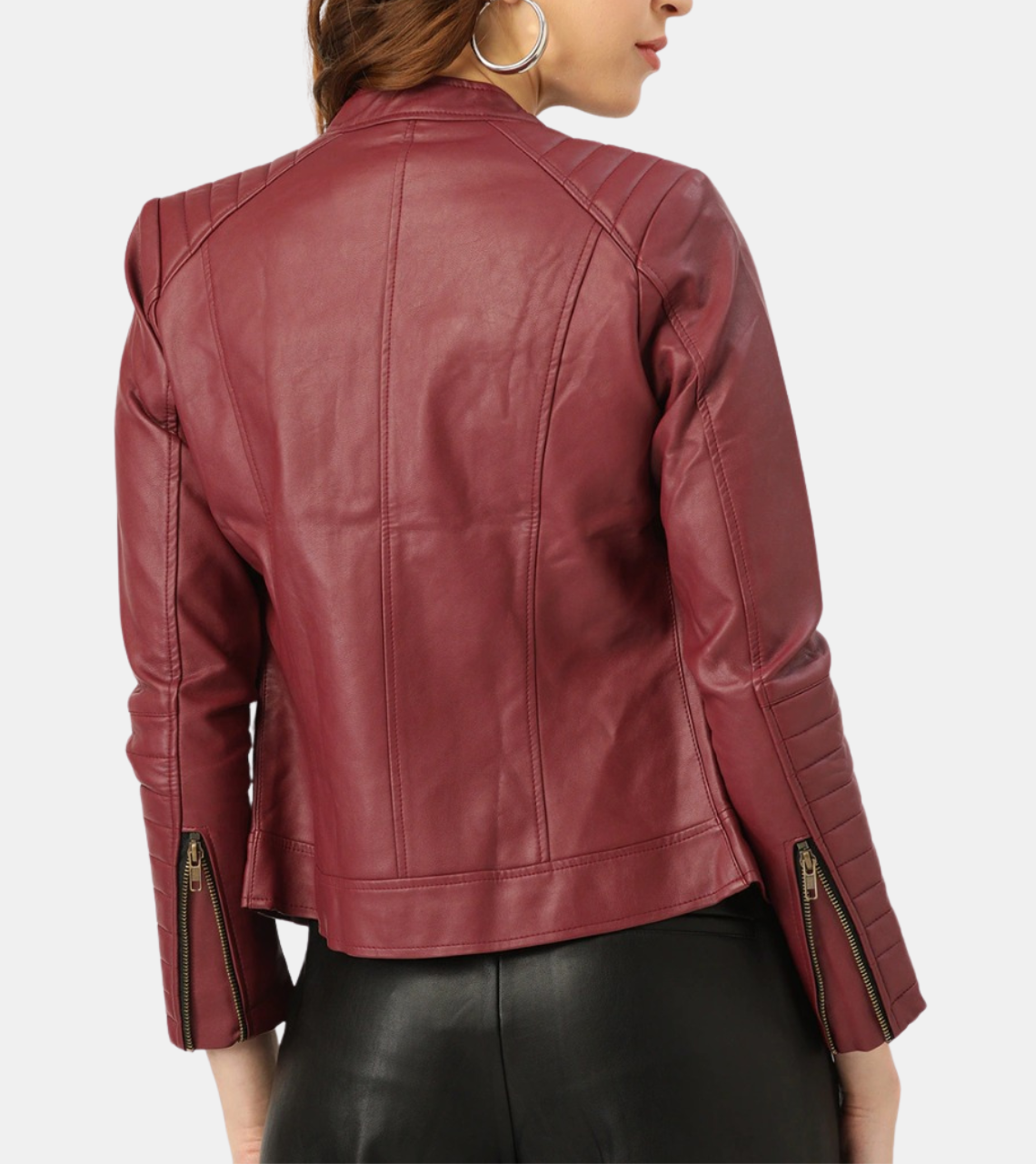  Aubrielle Women's Cherry Leather Jacket Back