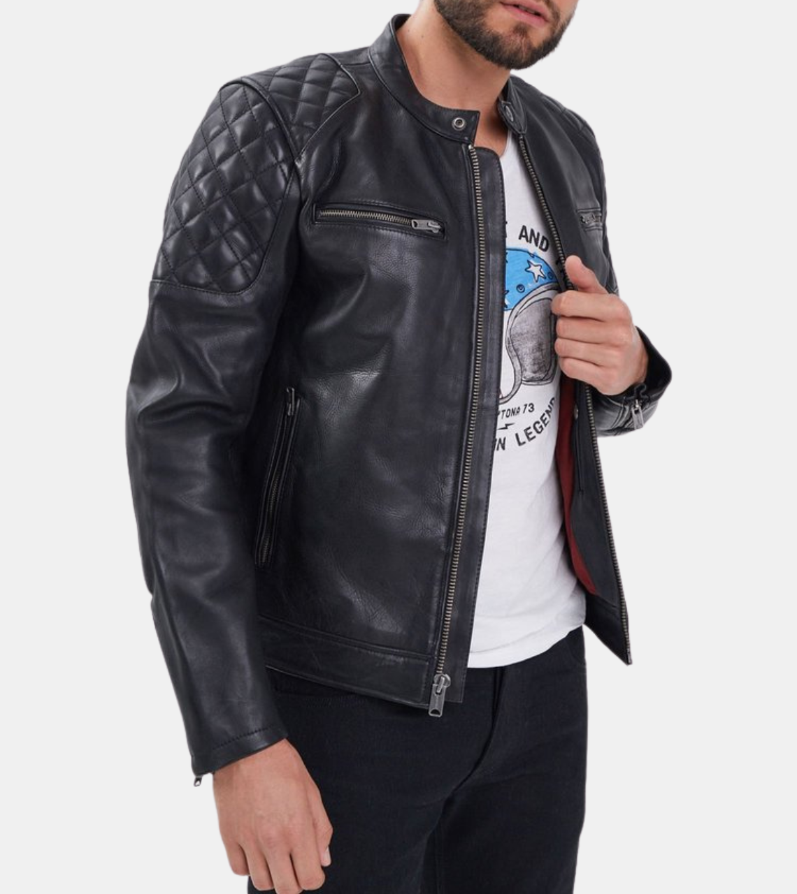 Bernard Men's Black Quilted Leather Jacket