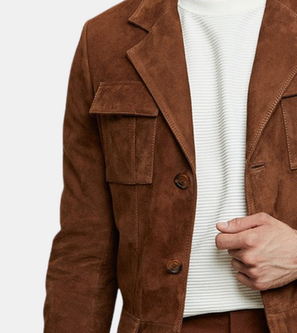 Brown Suede Leather Blazer