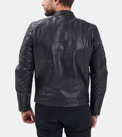  Men's Black Quilted Leather Jacket