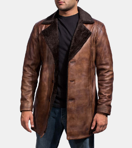 Sven Men's Brown Shearling Leather Coat