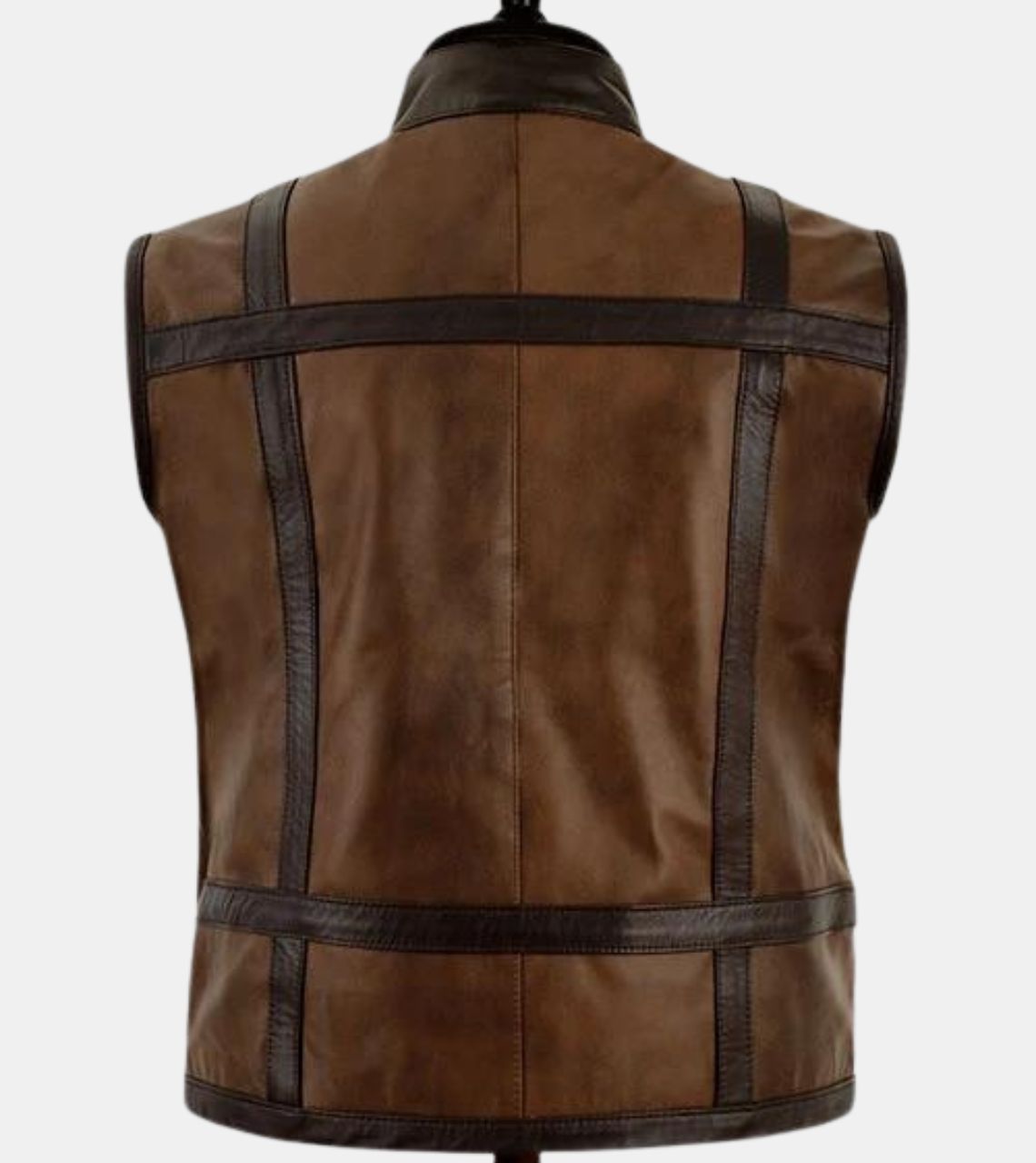  Roscode Men's Brown Leather Vest  Back