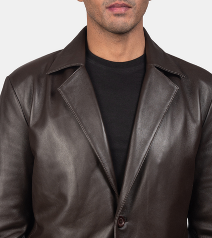 Bruni Brown Leather Blazer For Men's