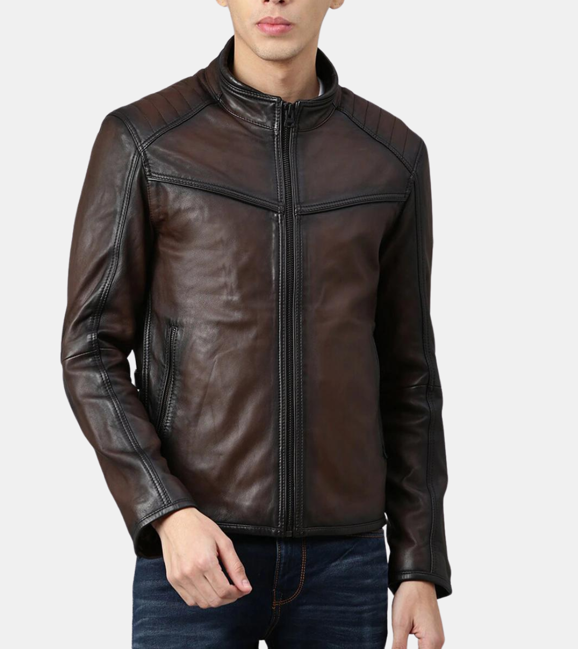 Melvin Men's Dusky Brown Leather Jacket