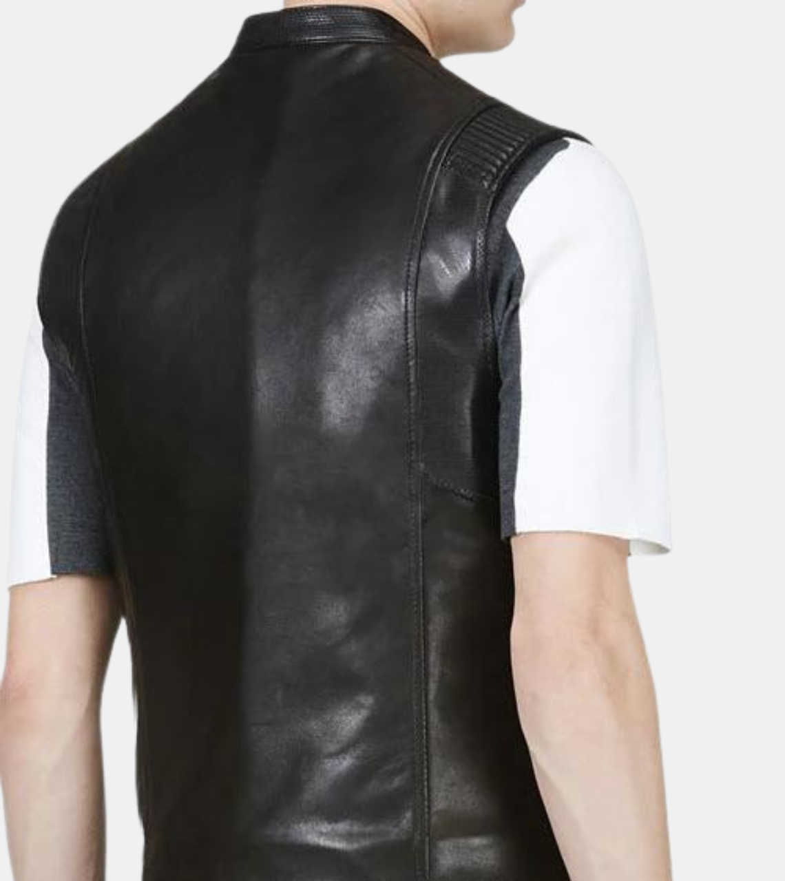 Jonquil Men's Black Leather Vest Back