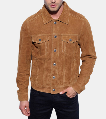 Alarick Men's Brown Suede Leather Jacket