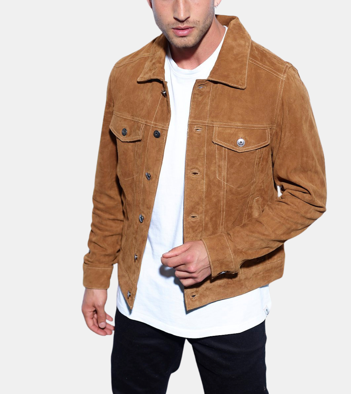 Alarick Brown Suede Leather Jacket For Men's