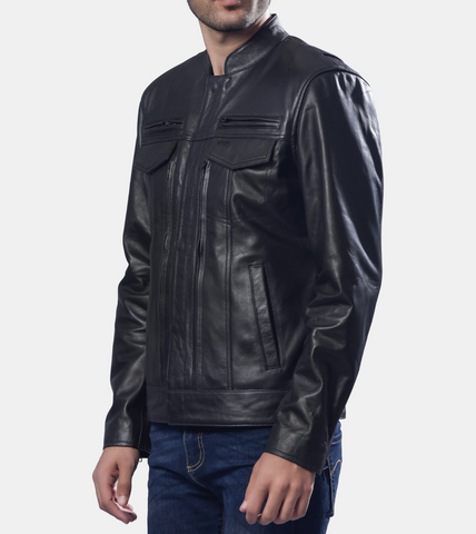 Dempsy Men's Black Leather Jacket