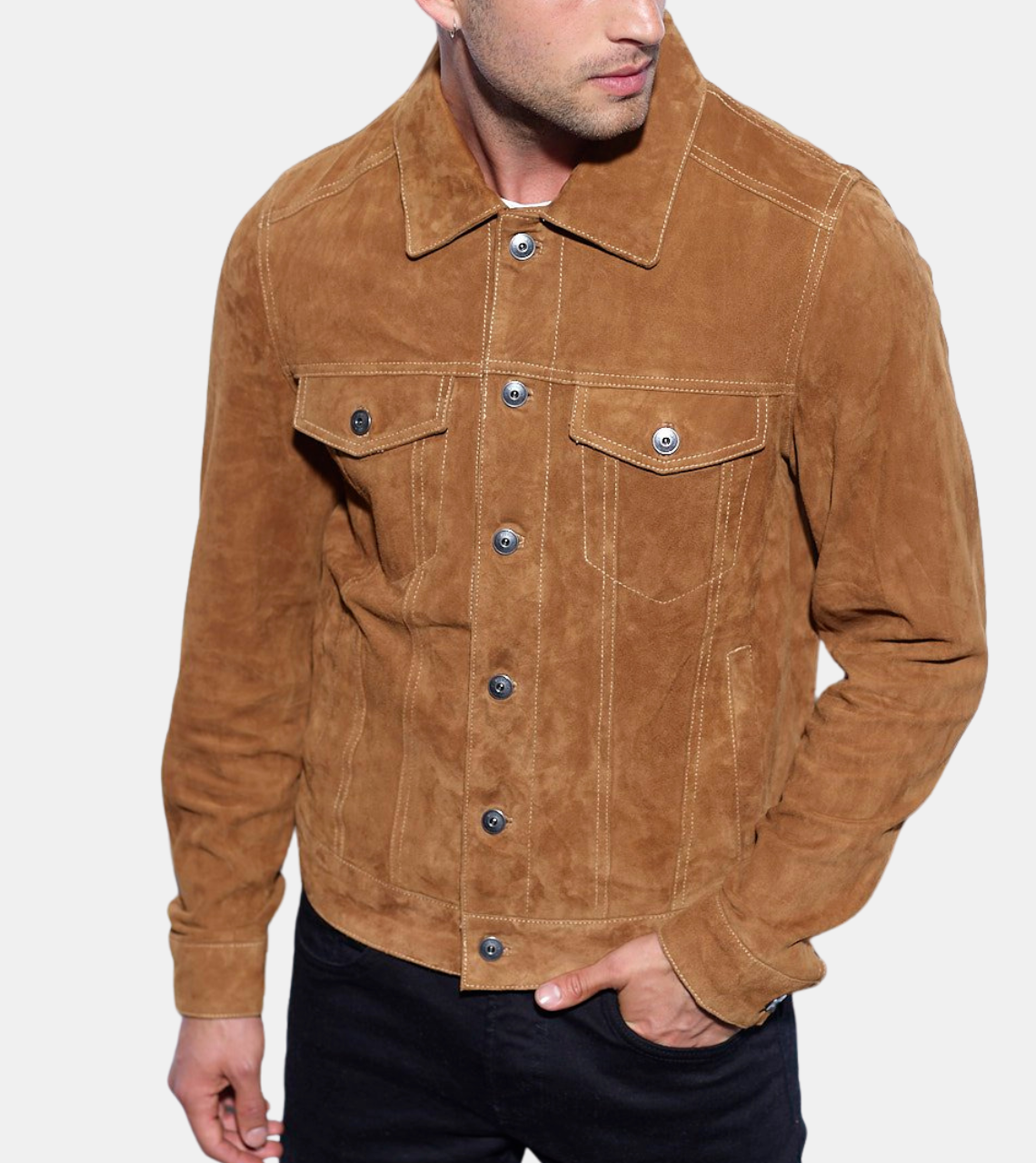  Brown Suede Leather Jacket