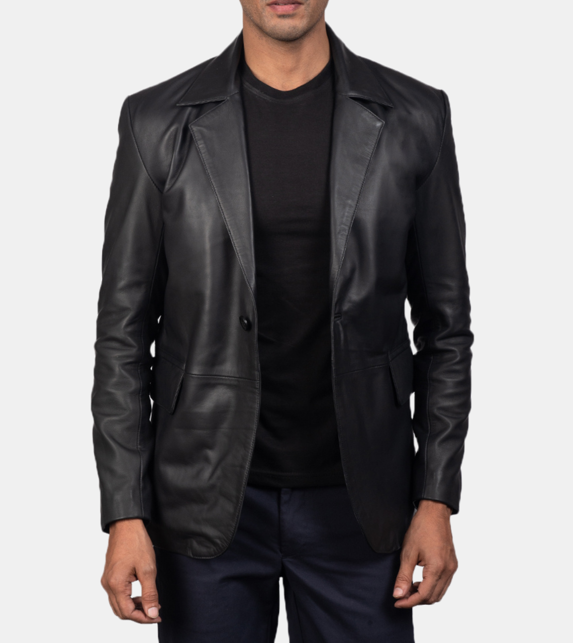 Bruni Black Men's Leather Blazer