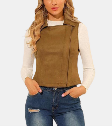 Women's Brown Suede Leather Vest