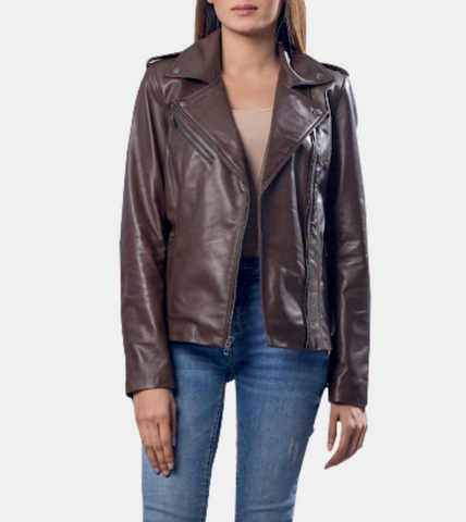 Ardley Women's Dark Brown Leather Jacket