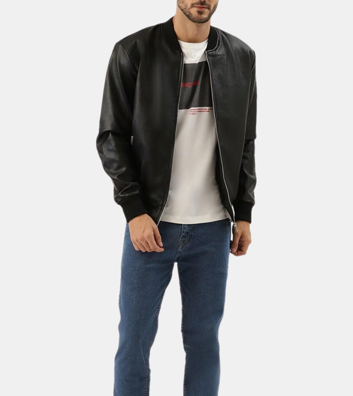 Black Bomber Leather Jacket 1